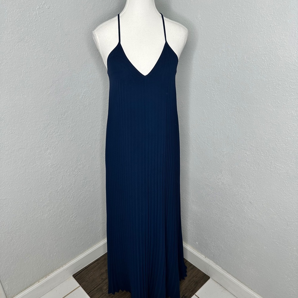 Vintage‎ Victoria's Secret Navy Pleated Maxi Slip Dress | 90s Y2K Quiet Luxury